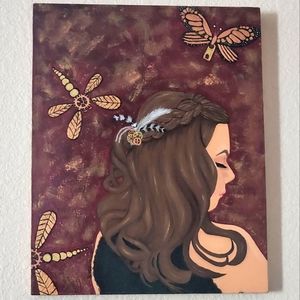 Original Oil Painting Wood Canvas "Odonata Enchanter" Steampunk 8X10